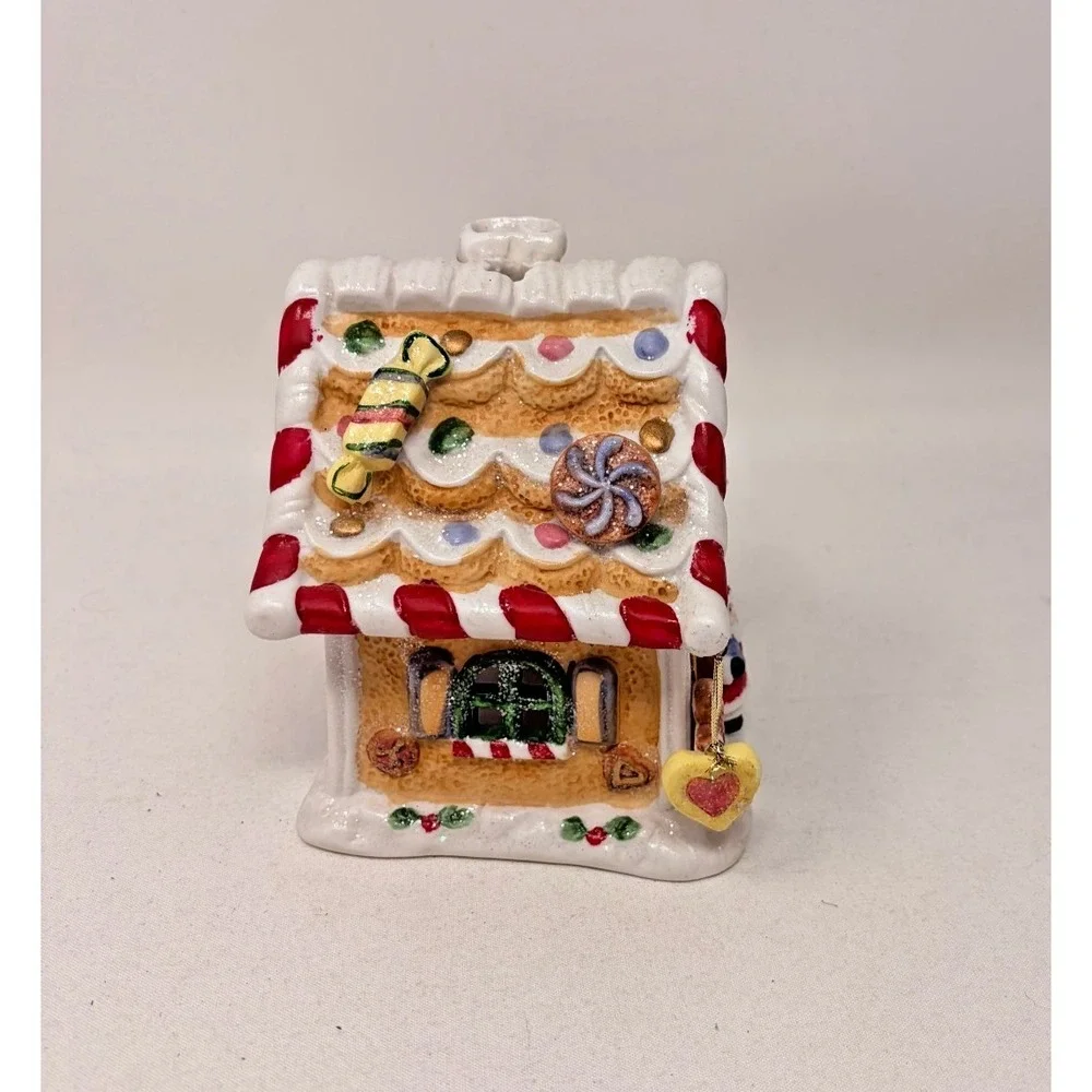 Christmas Gingerbread House Tea Light Candle Holder Santa Cookie Cottage Decor